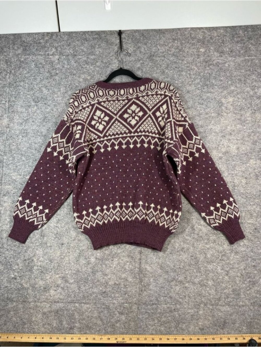 James Pringle Weavers Wool Cardigan Purple Nordic Fair Isle Cottagecore Medium - Picture 12 of 15